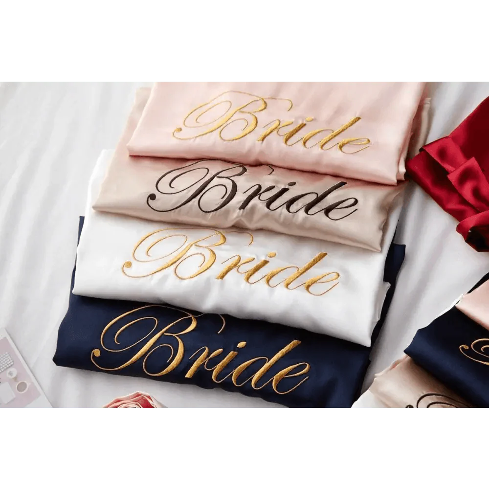 Elegant Wedding Bride Robe Lightweight Short Silk Sleepwear Women Indoor Bathrobes Stevvex