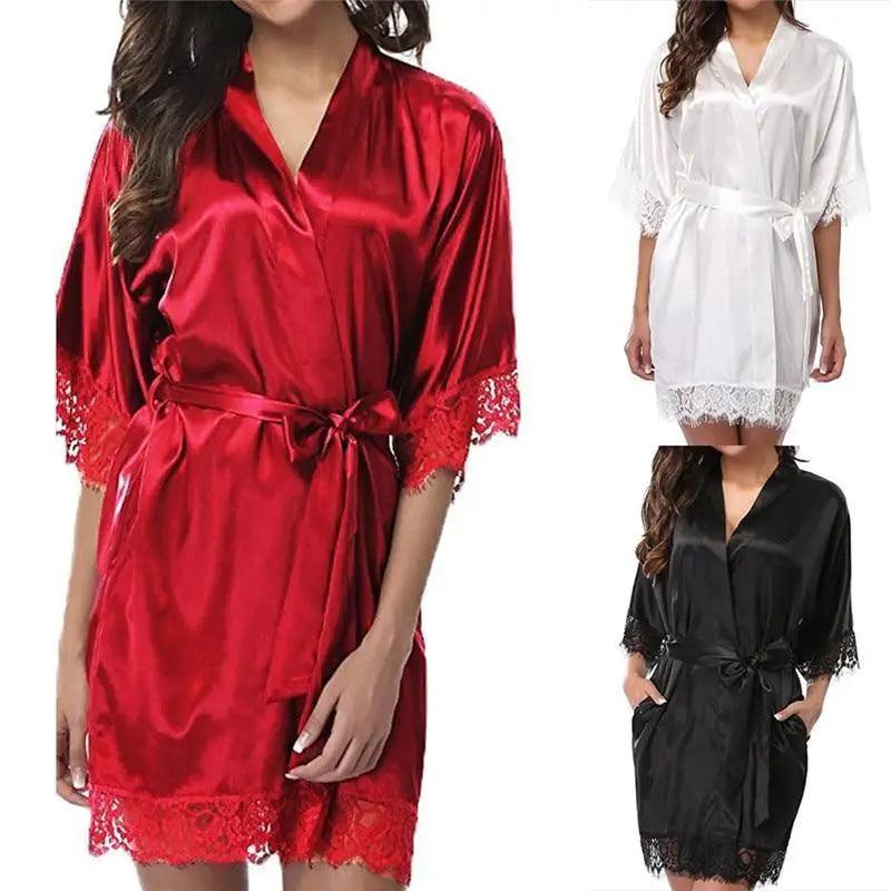 Elegant White Design Silk Short Women Bathrobe Classic Soft And Comfortable Women's Style Sleepwear Indoor Bathrobe Stevvex