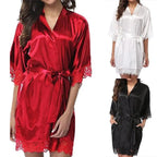 Elegant White Design Silk Short Women Bathrobe Classic Soft And Comfortable Women's Style Sleepwear Indoor Bathrobe Stevvex