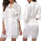 Elegant White Design Silk Short Women Bathrobe Classic Soft And Comfortable Women's Style Sleepwear Indoor Bathrobe Stevvex