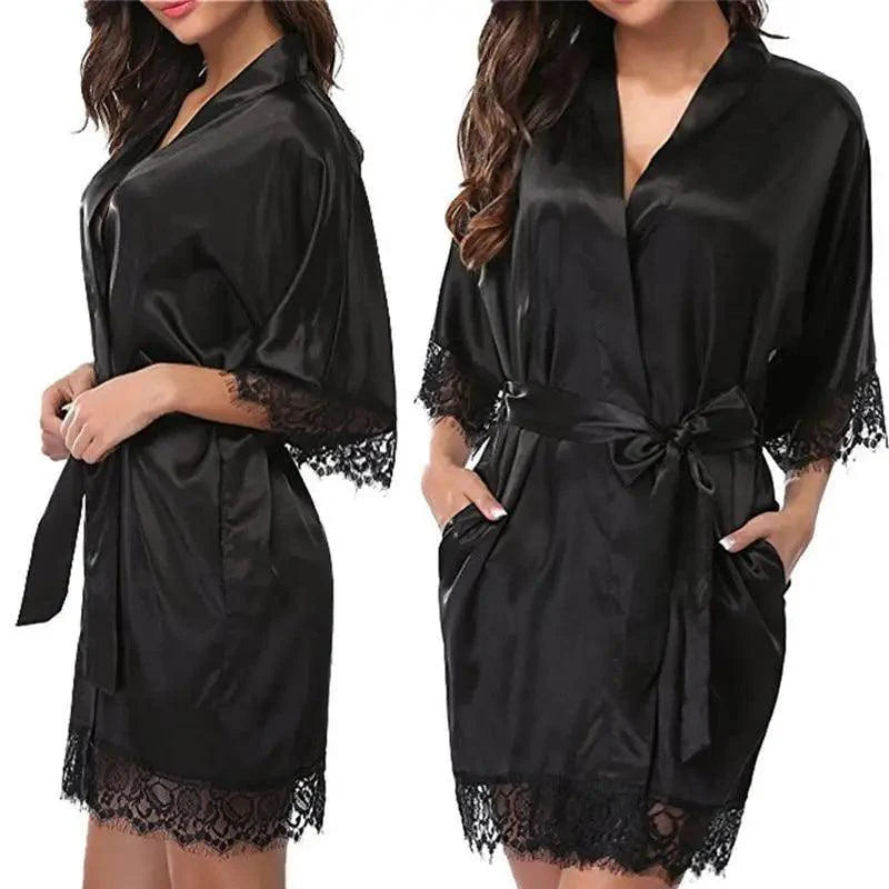 Elegant White Design Silk Short Women Bathrobe Classic Soft And Comfortable Women's Style Sleepwear Indoor Bathrobe Stevvex