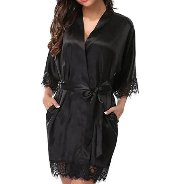 Elegant White Design Silk Short Women Bathrobe Classic Soft And Comfortable Women's Style Sleepwear Indoor Bathrobe Stevvex