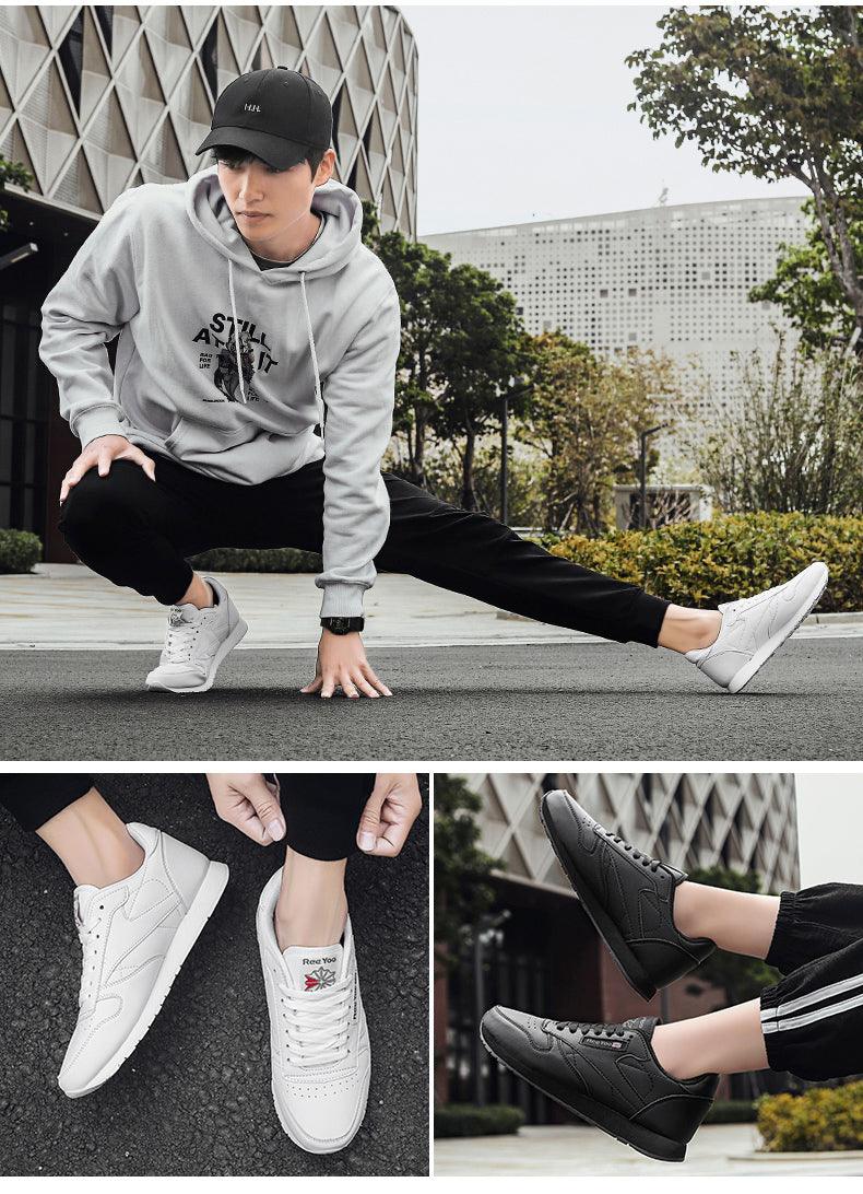 Elegant White Leather Mans Womens Sneakers Summer Lace-Up Trainers Gym Tennis Running Breathable High Quality Sport Women Mesh Wokrout Casual Slip On Flats Sneakers Stevvex