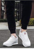 Elegant White Leather Mans Womens Sneakers Summer Lace-Up Trainers Gym Tennis Running Breathable High Quality Sport Women Mesh Wokrout Casual Slip On Flats Sneakers Stevvex