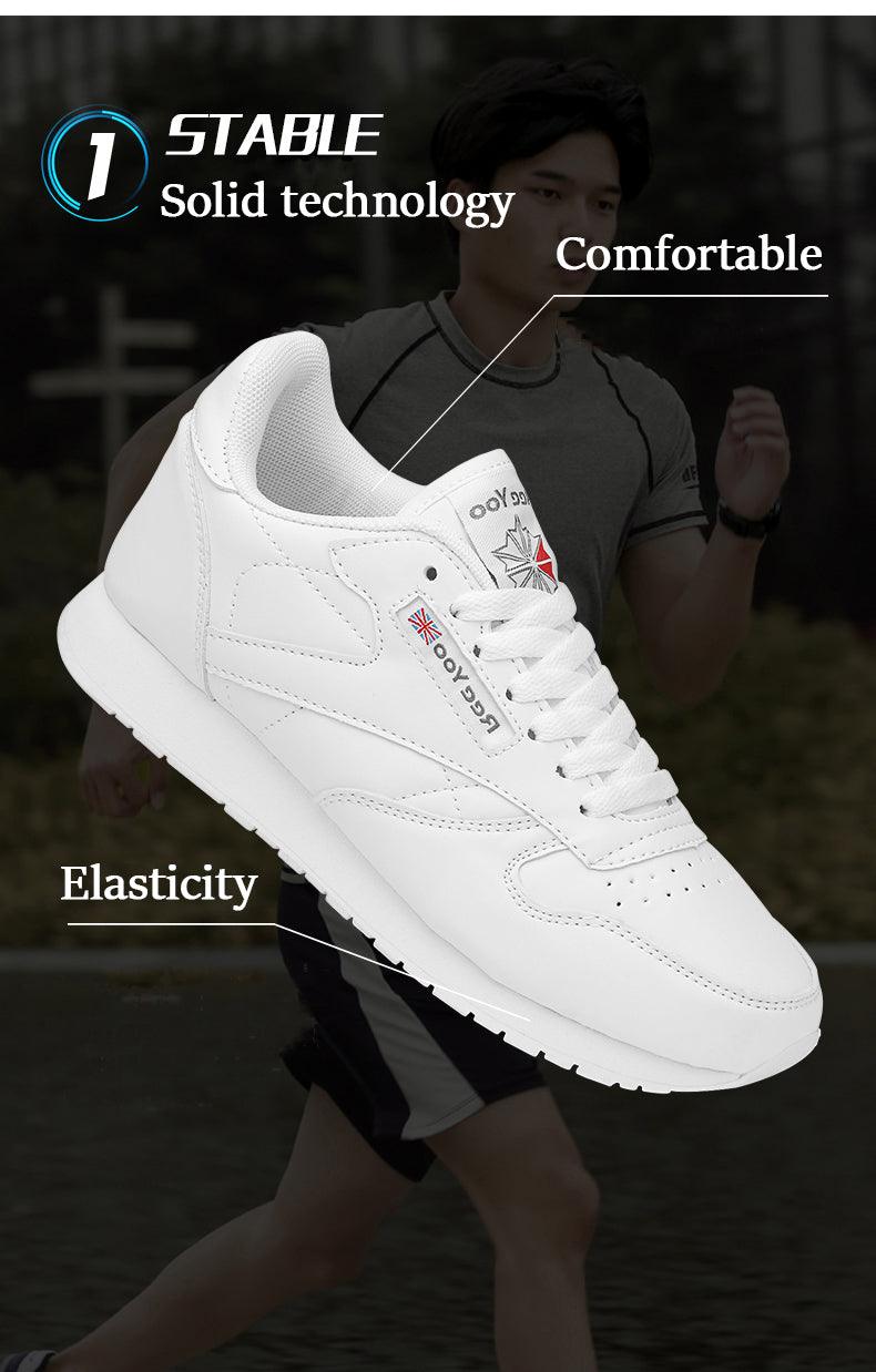 Elegant White Leather Mans Womens Sneakers Summer Lace-Up Trainers Gym Tennis Running Breathable High Quality Sport Women Mesh Wokrout Casual Slip On Flats Sneakers Stevvex