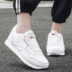 Elegant White Leather Mans Womens Sneakers Summer Lace-Up Trainers Gym Tennis Running Breathable High Quality Sport Women Mesh Wokrout Casual Slip On Flats Sneakers Stevvex