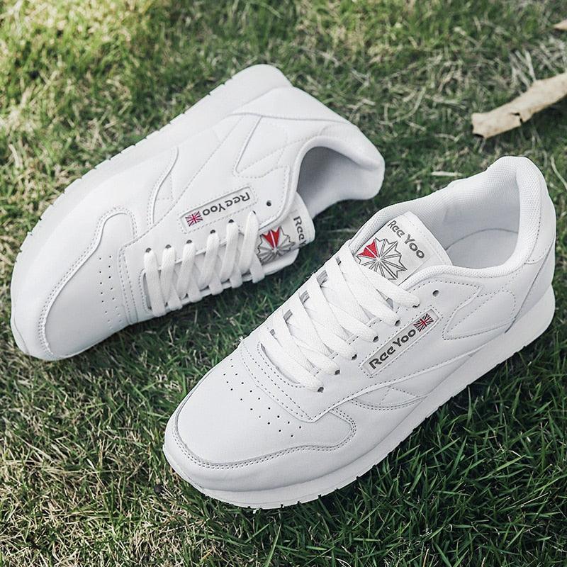 Elegant White Leather Mans Womens Sneakers Summer Lace-Up Trainers Gym Tennis Running Breathable High Quality Sport Women Mesh Wokrout Casual Slip On Flats Sneakers Stevvex