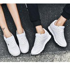 Elegant White Leather Mans Womens Sneakers Summer Lace-Up Trainers Gym Tennis Running Breathable High Quality Sport Women Mesh Wokrout Casual Slip On Flats Sneakers Stevvex