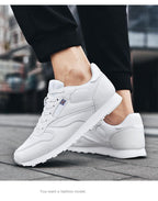 Elegant White Leather Mans Womens Sneakers Summer Lace-Up Trainers Gym Tennis Running Breathable High Quality Sport Women Mesh Wokrout Casual Slip On Flats Sneakers Stevvex