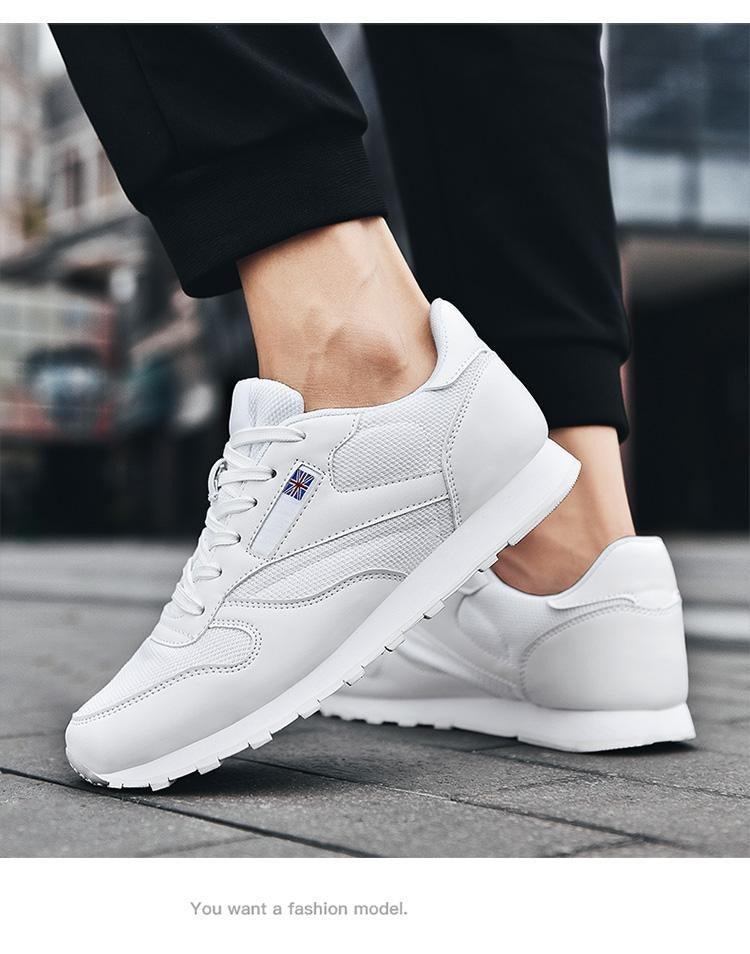 Elegant White Leather Mans Womens Sneakers Summer Lace-Up Trainers Gym Tennis Running Breathable High Quality Sport Women Mesh Wokrout Casual Slip On Flats Sneakers Stevvex