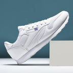 Elegant White Leather Mans Womens Sneakers Summer Lace-Up Trainers Gym Tennis Running Breathable High Quality Sport Women Mesh Wokrout Casual Slip On Flats Sneakers Stevvex