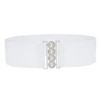 Elegant Wide Fabric Strap  Silver Metal Buckle Belts For Women Trendy Women's Fashion Stretchable Classic Color Belts Stevvex