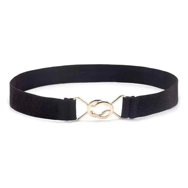 Elegant Wide Fabric Strap  Silver Metal Buckle Belts For Women Trendy Women's Fashion Stretchable Classic Color Belts Stevvex