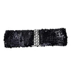 Elegant Wide Fabric Strap  Silver Metal Buckle Belts For Women Trendy Women's Fashion Stretchable Classic Color Belts Stevvex