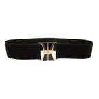 Elegant Wide Fabric Strap  Silver Metal Buckle Belts For Women Trendy Women's Fashion Stretchable Classic Color Belts Stevvex