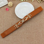 Elegant Wide Fabric Strap  Silver Metal Buckle Belts For Women Trendy Women's Fashion Stretchable Classic Color Belts Stevvex