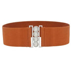 Elegant Wide Fabric Strap  Silver Metal Buckle Belts For Women Trendy Women's Fashion Stretchable Classic Color Belts Stevvex