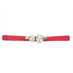 Elegant Wide Fabric Strap  Silver Metal Buckle Belts For Women Trendy Women's Fashion Stretchable Classic Color Belts Stevvex