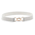 Elegant Wide Fabric Strap  Silver Metal Buckle Belts For Women Trendy Women's Fashion Stretchable Classic Color Belts Stevvex