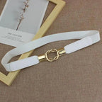 Elegant Wide Fabric Strap  Silver Metal Buckle Belts For Women Trendy Women's Fashion Stretchable Classic Color Belts Stevvex