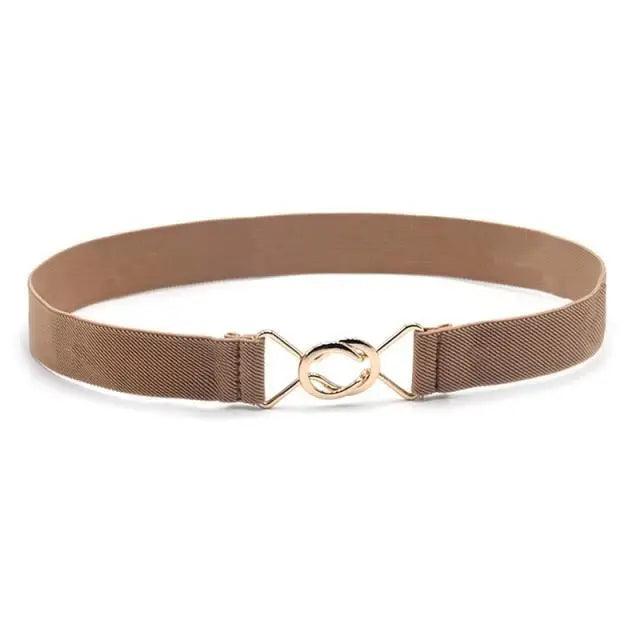 Elegant Wide Fabric Strap  Silver Metal Buckle Belts For Women Trendy Women's Fashion Stretchable Classic Color Belts Stevvex