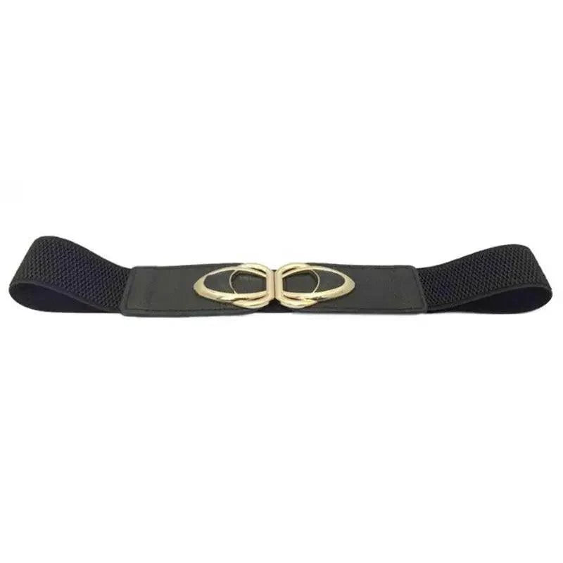 Elegant Wide Fabric Strap  Silver Metal Buckle Belts For Women Trendy Women's Fashion Stretchable Classic Color Belts Stevvex