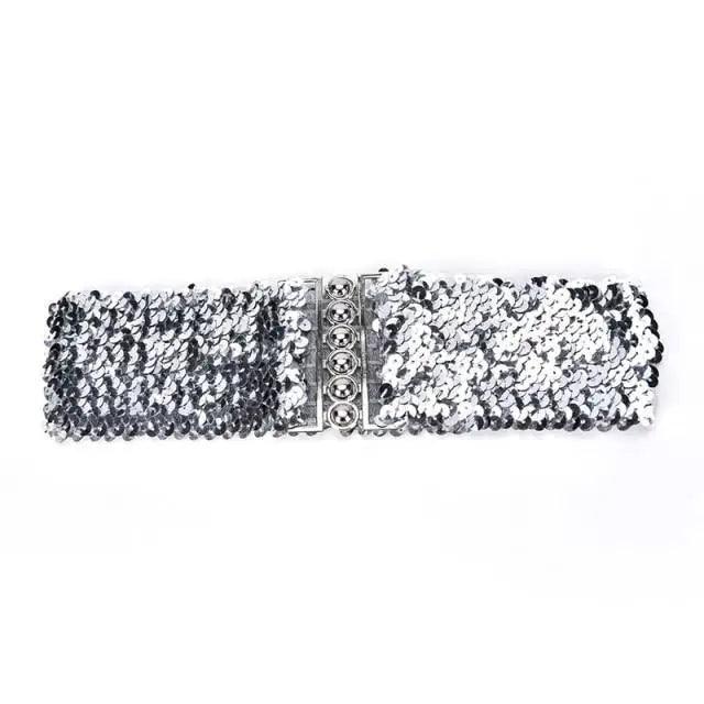 Elegant Wide Fabric Strap  Silver Metal Buckle Belts For Women Trendy Women's Fashion Stretchable Classic Color Belts Stevvex