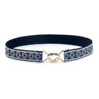 Elegant Wide Fabric Strap  Silver Metal Buckle Belts For Women Trendy Women's Fashion Stretchable Classic Color Belts Stevvex