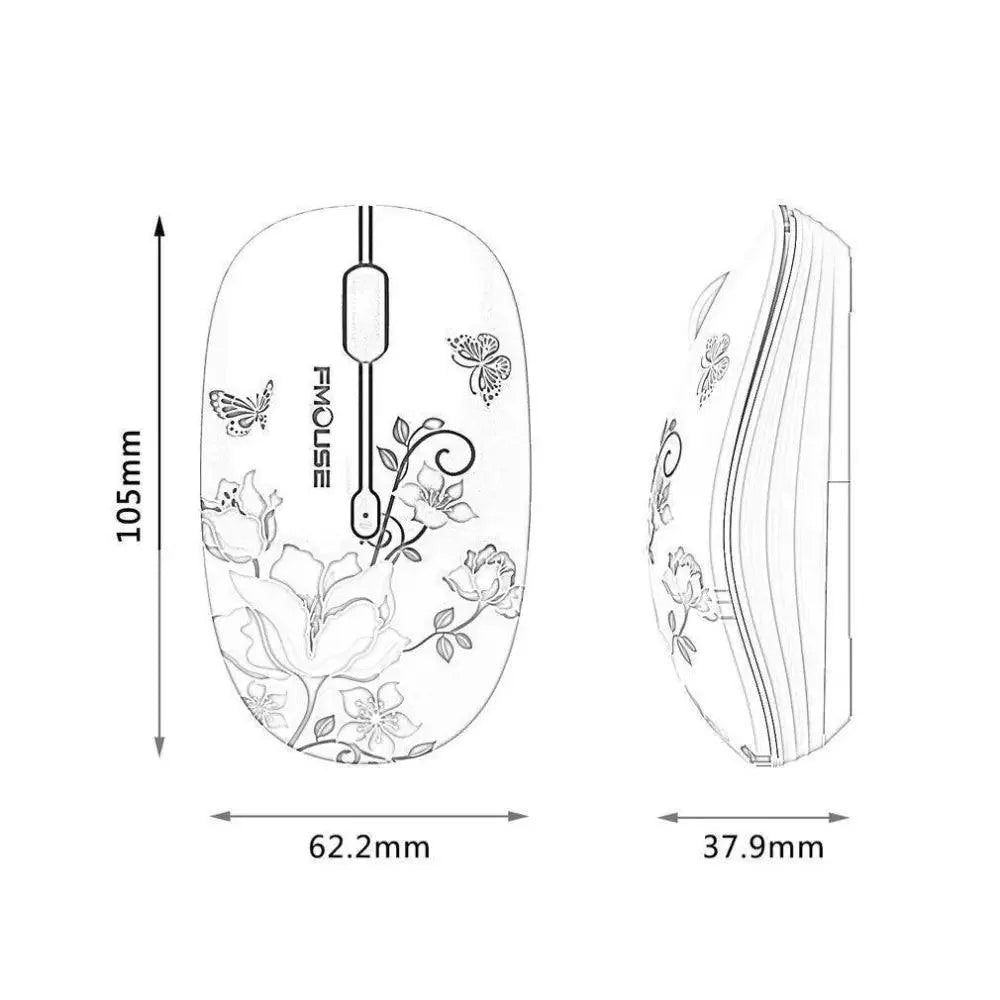 Elegant Women 2.4G Wireless Mouse Super Quiet 1600DPI Laptop Wireless Computer Optical Slim Mouse Stevvex
