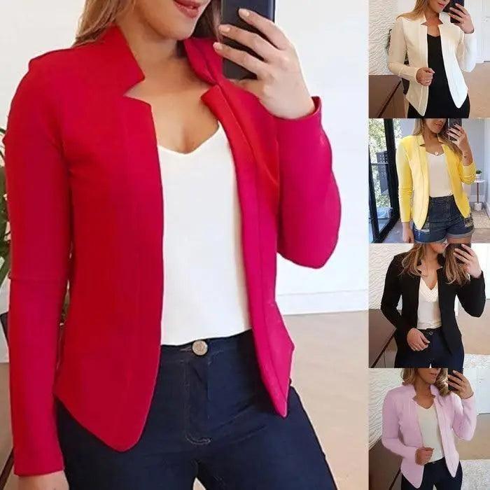 Elegant Women Blazer Thin Long Sleeve Blazer Solid Color Office Lady Suit Coat Fashionable Women Basic Coats Stevvex