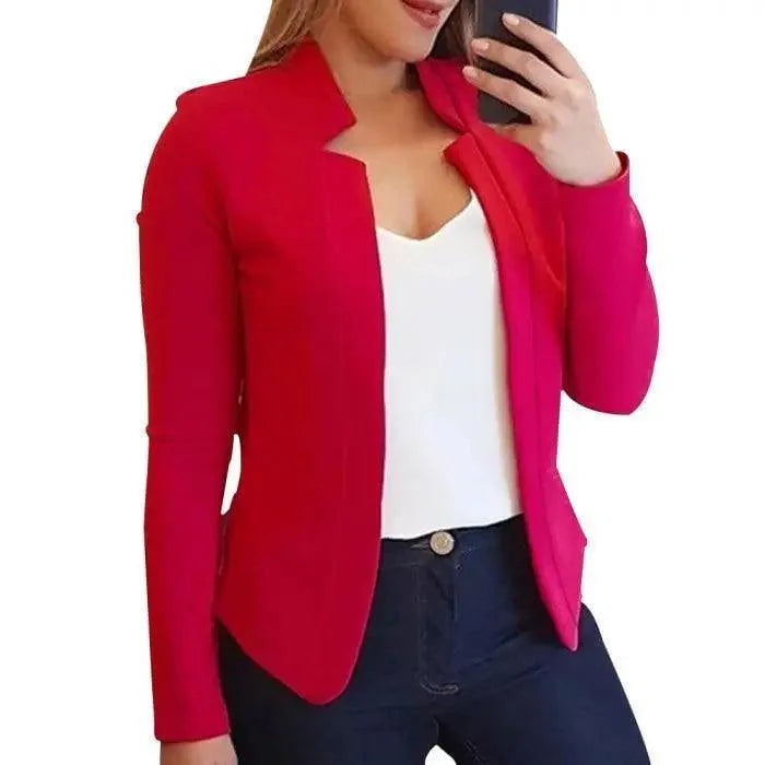 Elegant Women Blazer Thin Long Sleeve Blazer Solid Color Office Lady Suit Coat Fashionable Women Basic Coats Stevvex