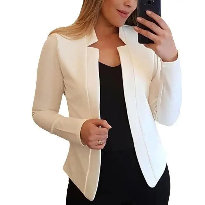 Elegant Women Blazer Thin Long Sleeve Blazer Solid Color Office Lady Suit Coat Fashionable Women Basic Coats Stevvex