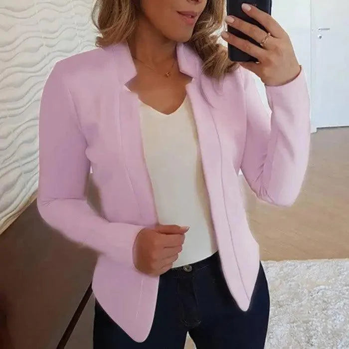 Elegant Women Blazer Thin Long Sleeve Blazer Solid Color Office Lady Suit Coat Fashionable Women Basic Coats Stevvex