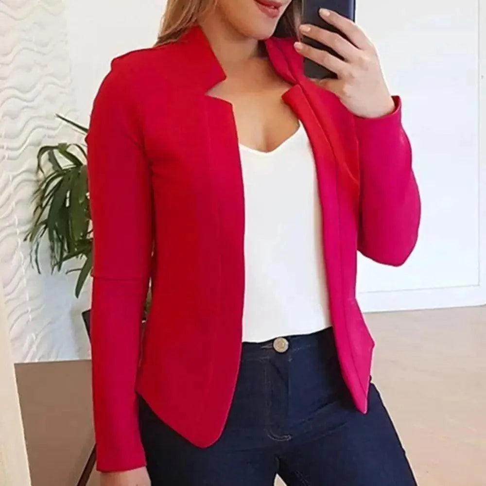 Elegant Women Blazer Thin Long Sleeve Blazer Solid Color Office Lady Suit Coat Fashionable Women Basic Coats Stevvex