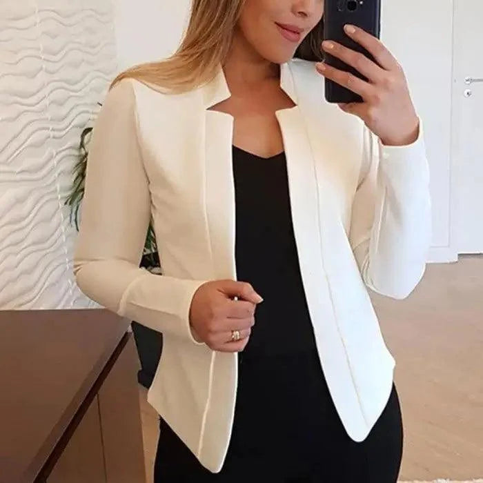 Elegant Women Blazer Thin Long Sleeve Blazer Solid Color Office Lady Suit Coat Fashionable Women Basic Coats Stevvex