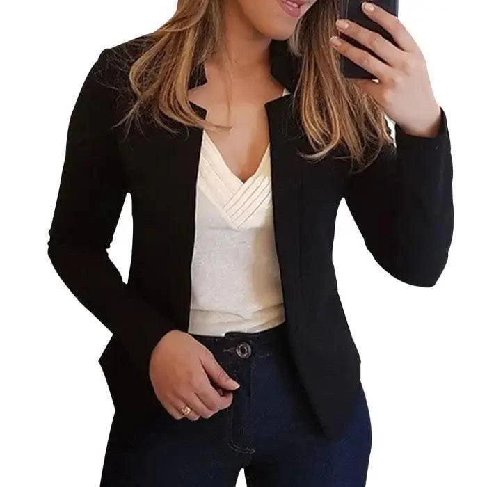 Elegant Women Blazer Thin Long Sleeve Blazer Solid Color Office Lady Suit Coat Fashionable Women Basic Coats Stevvex