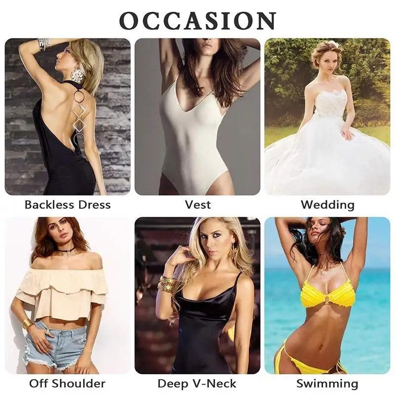 Elegant Women's Invisible Bra Super Push Up Seamless Self-Adhesive Sticky Wedding Party Front Strapless 8 10 12.5cm Cup Fly Bras Stevvex
