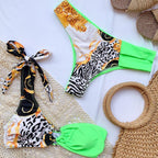 Elegant Women's One Shoulder Swimsuit Two Piece Swim Dress With Bikini Bottom Swim Bikini Bathing Suits New Print Stitching Bikini Swimming Fashion Swimwear For Spring Beach Surf Stevvex