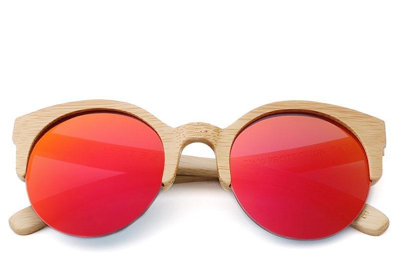 Elegant Wooden Design Classic Sunglasses Design Stylish Popular Wooden Sunglasses For Men & Women  Round Bamboo Glasses Mirror Sun Glasses Retro Glasses Stevvex