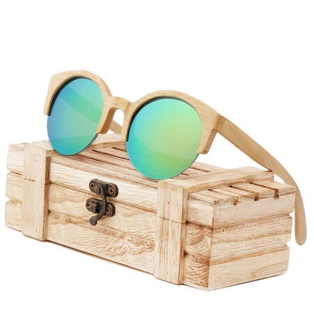 Elegant Wooden Design Classic Sunglasses Design Stylish Popular Wooden Sunglasses For Men & Women  Round Bamboo Glasses Mirror Sun Glasses Retro Glasses Stevvex