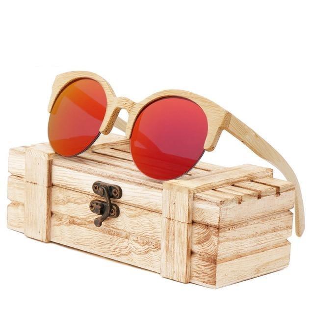 Elegant Wooden Design Classic Sunglasses Design Stylish Popular Wooden Sunglasses For Men & Women  Round Bamboo Glasses Mirror Sun Glasses Retro Glasses Stevvex