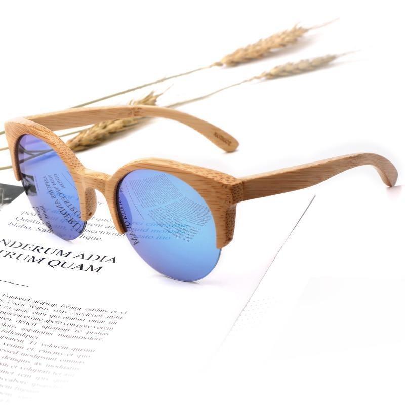 Elegant Wooden Design Classic Sunglasses Design Stylish Popular Wooden Sunglasses For Men & Women  Round Bamboo Glasses Mirror Sun Glasses Retro Glasses Stevvex