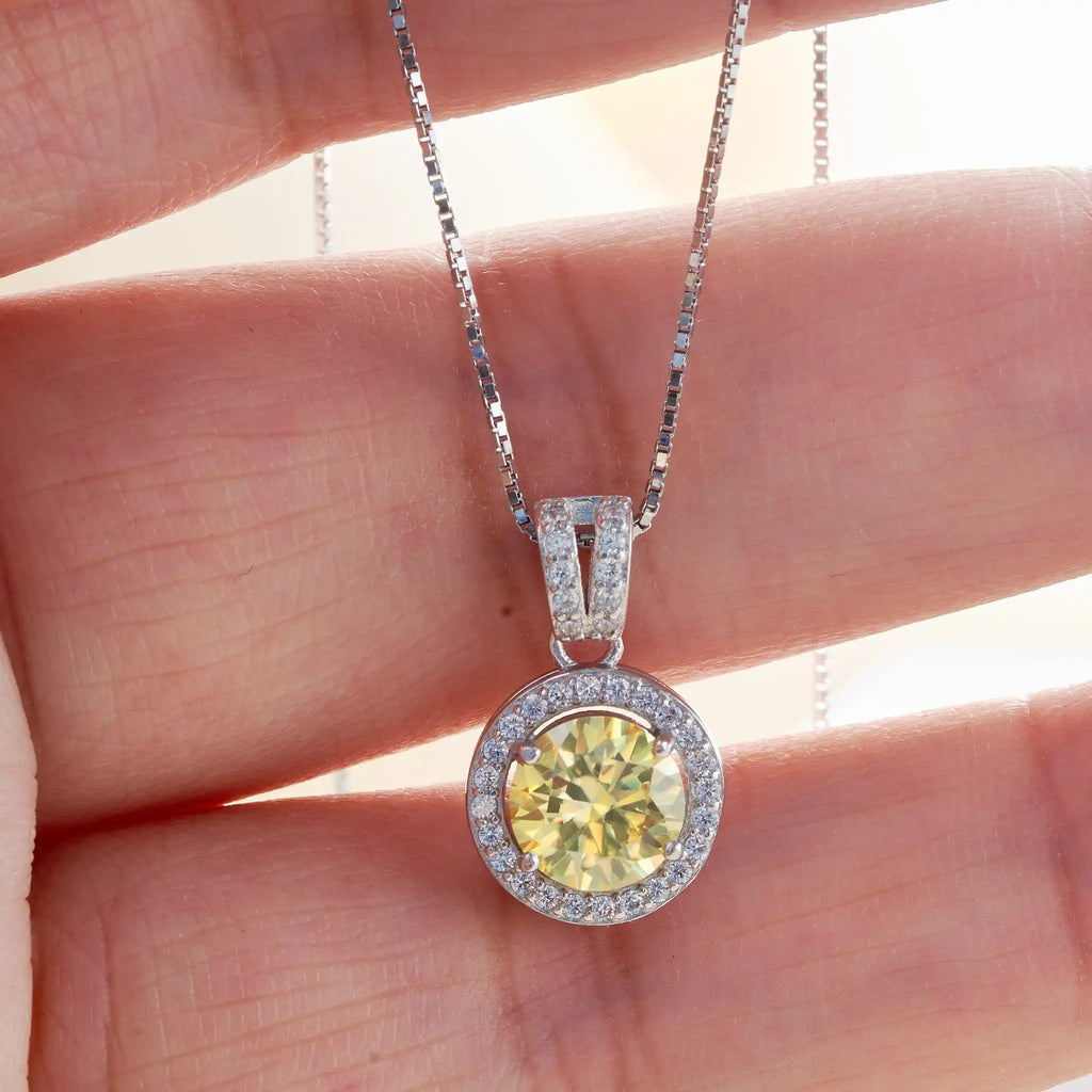 2Ct Moissanite Necklace Earrings Set Sterling Silver 925 Wedding Jewelry BandsCo Straps