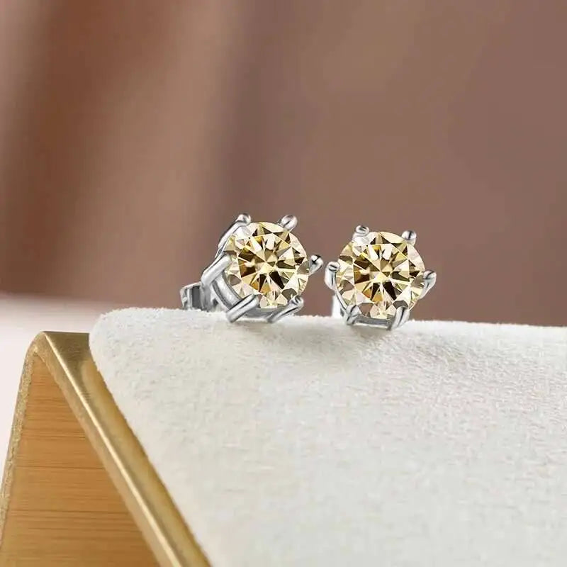 1ct D Color Moissanite Bridal Set 925 Sterling Silver Ring Earring Necklace BandsCo Straps