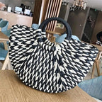 Elehant Women's Woven Wicker Straw Half Round Bag Trendy Large Capacity Female Casual Travel Bag Stevvex