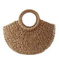 Elehant Women's Woven Wicker Straw Half Round Bag Trendy Large Capacity Female Casual Travel Bag Stevvex