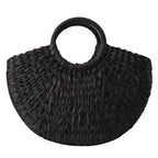 Elehant Women's Woven Wicker Straw Half Round Bag Trendy Large Capacity Female Casual Travel Bag Stevvex