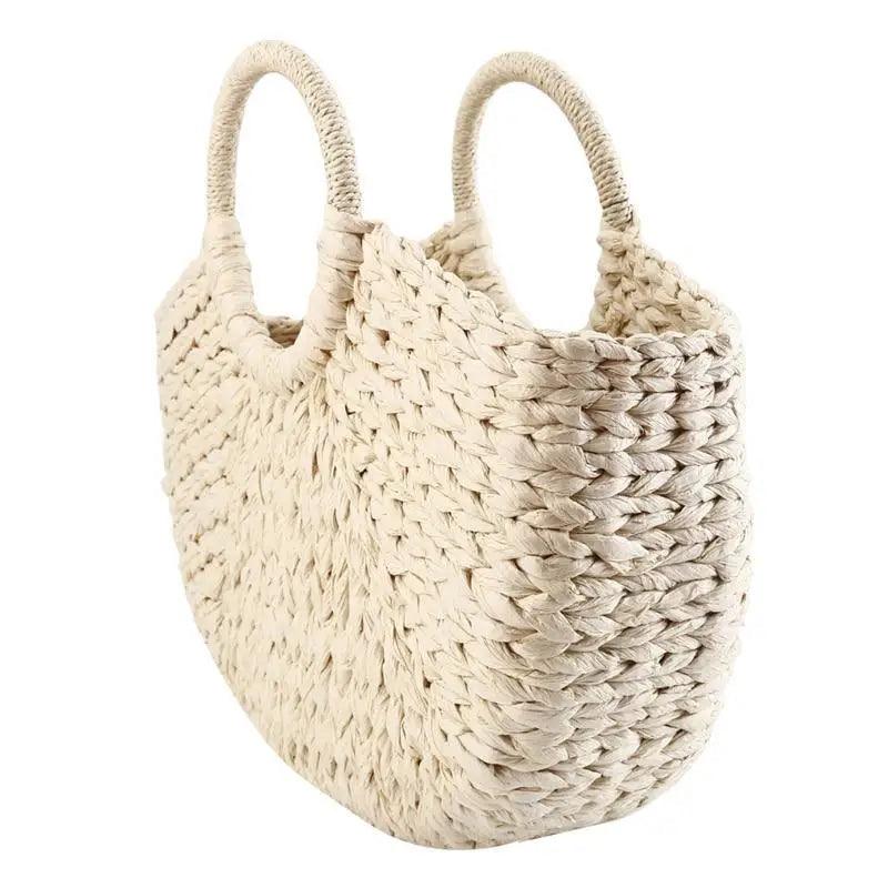 Elehant Women's Woven Wicker Straw Half Round Bag Trendy Large Capacity Female Casual Travel Bag Stevvex
