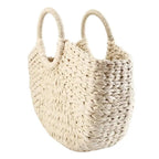 Elehant Women's Woven Wicker Straw Half Round Bag Trendy Large Capacity Female Casual Travel Bag Stevvex