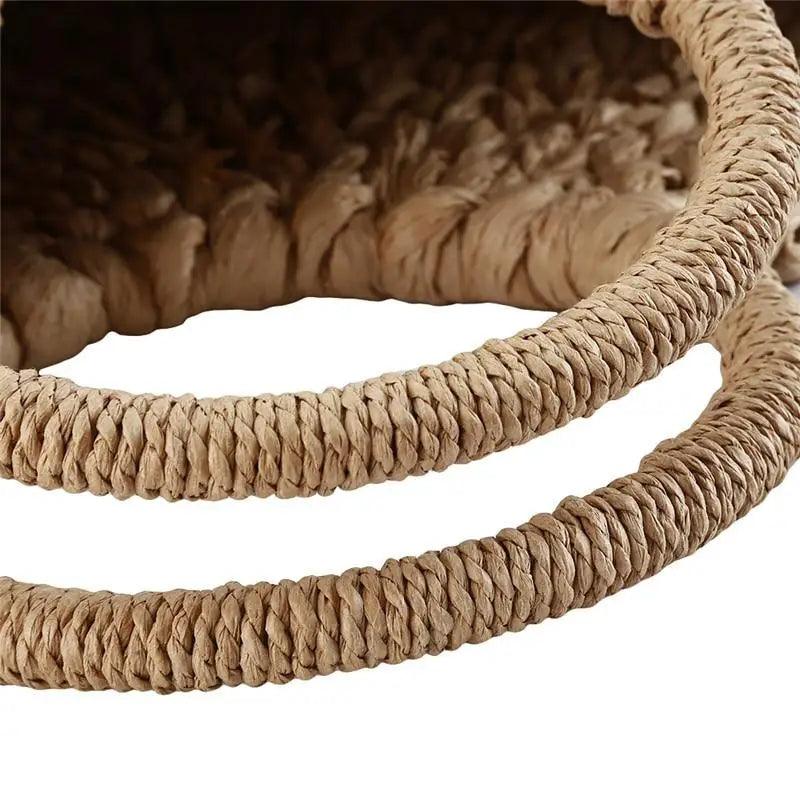 Elehant Women's Woven Wicker Straw Half Round Bag Trendy Large Capacity Female Casual Travel Bag Stevvex